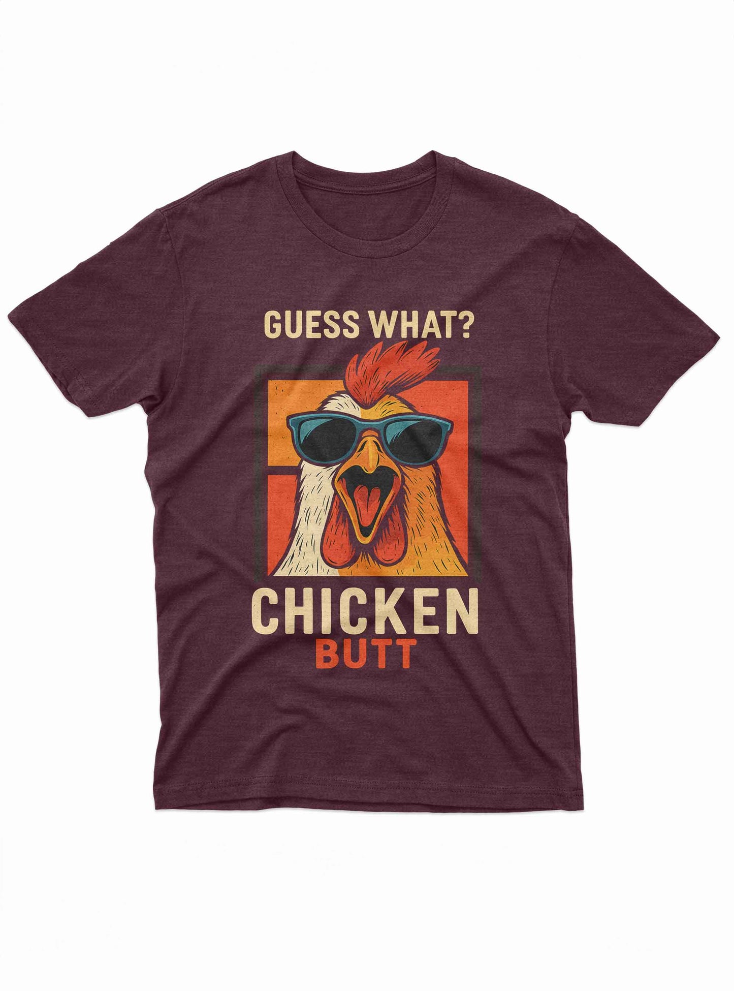 funny chicken butt t shirt with retro sunglasses chicken and bold text design