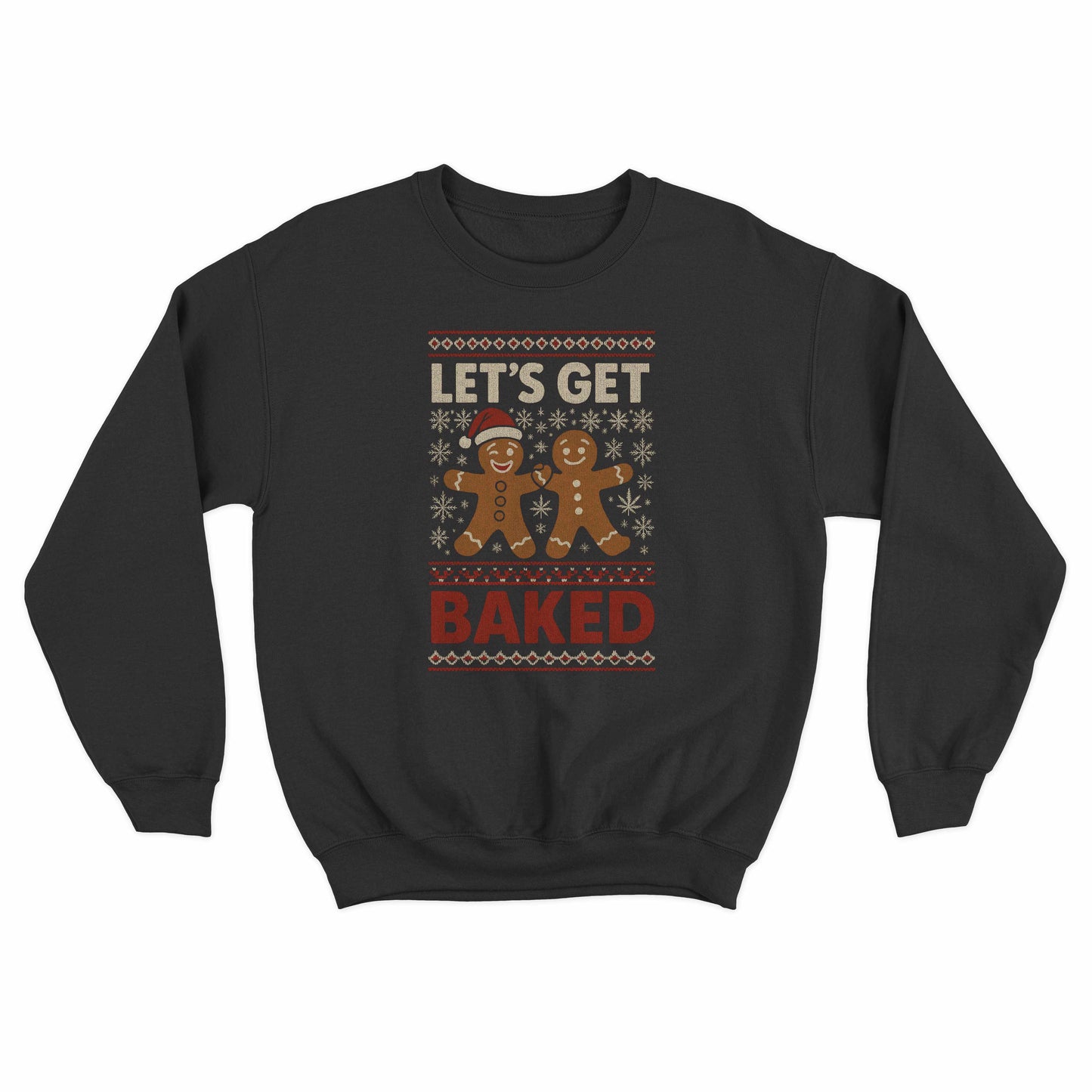 funny let’s get baked christmas sweater with gingerbread design