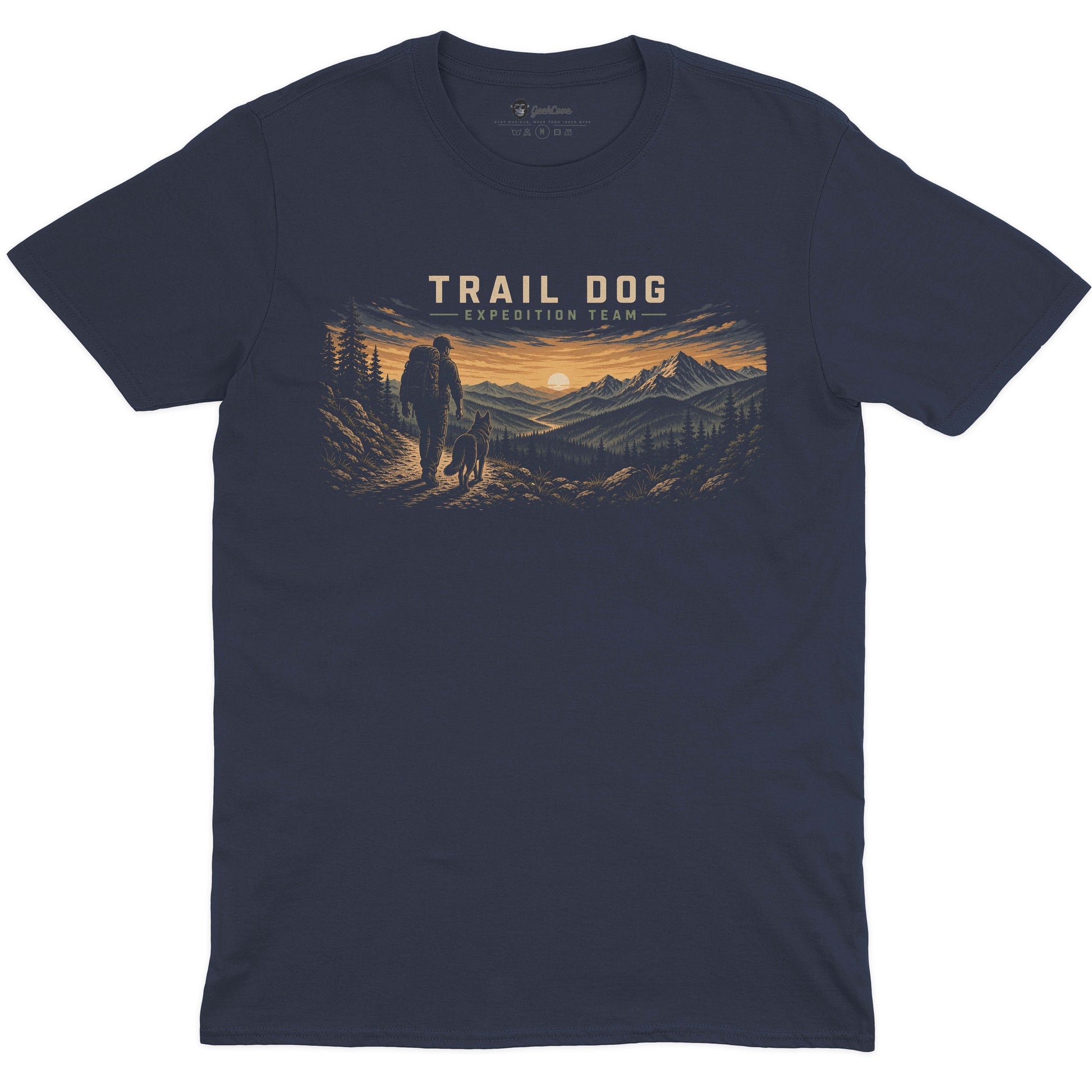 Trail Dog Expedition Team Crew Neck Tee in Navy with Trail Dog Expedition Team Crew Neck artwork