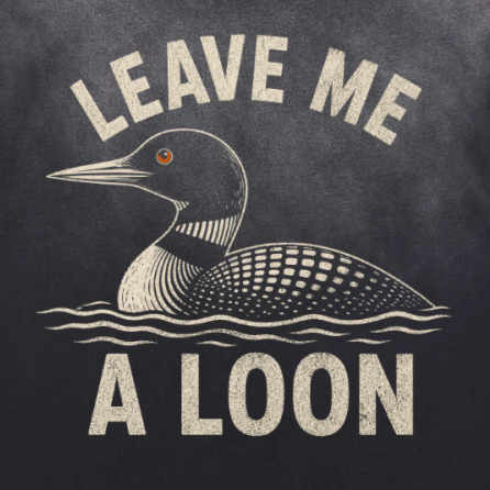Leave Me A Loon Relaxed Washed Gradient Tee in Black with Leave Me A Loon lake bird graphic print