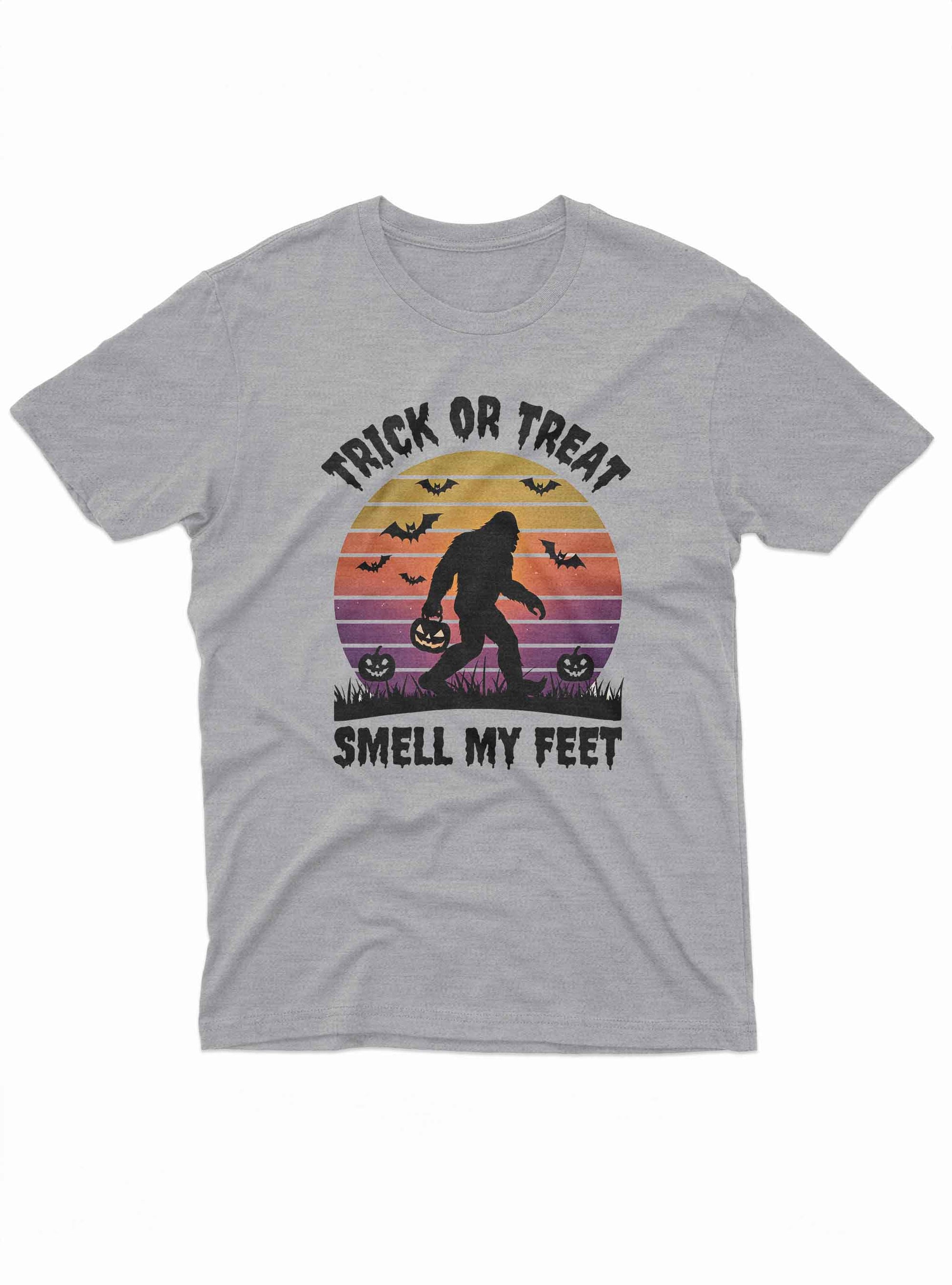 Funny Bigfoot Halloween T Shirt with Trick or Treat Smell My Feet graphic design