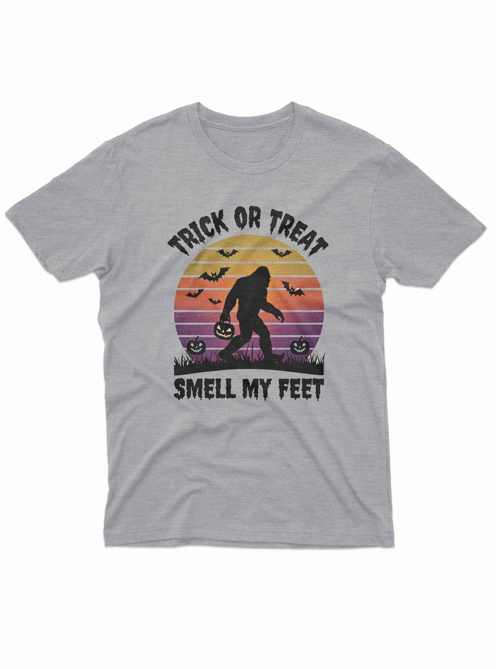 Funny Bigfoot Halloween T Shirt with Trick or Treat Smell My Feet graphic design