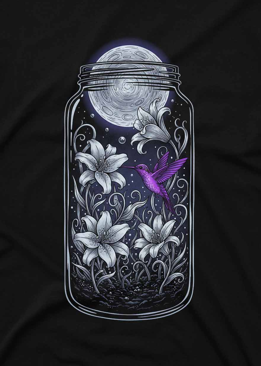 Celestial Moon Jar Floral Graphic Hoodie