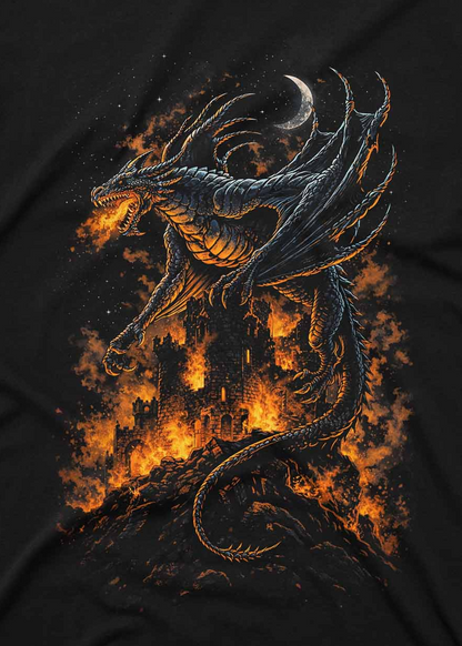 Epic dragon artwork t shirt with dark fantasy style and bold custom inks