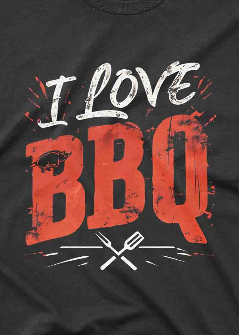 Male Model Wearing Funny Barbecue T Shirt, Custom Inks Print