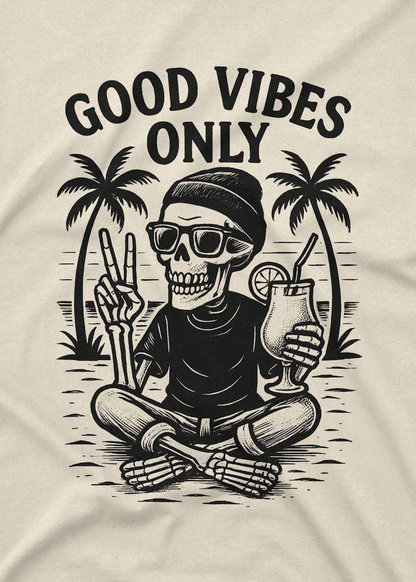 Custom t shirt with funny skeleton beach illustration and summer vibes