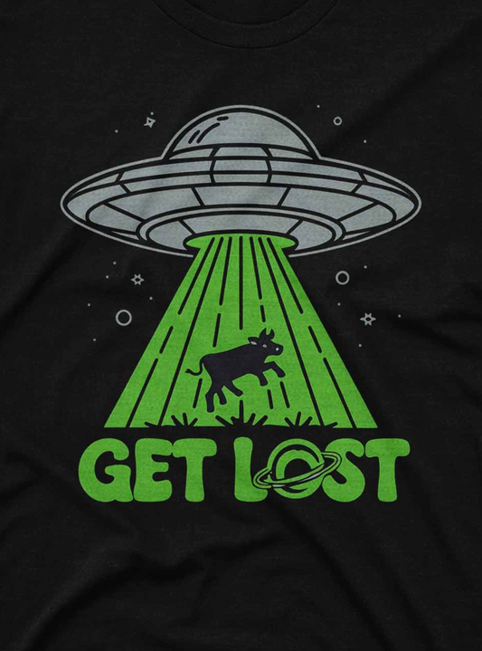 Funny alien abduction design perfect for sci-fi fans and those with a sense of humor.