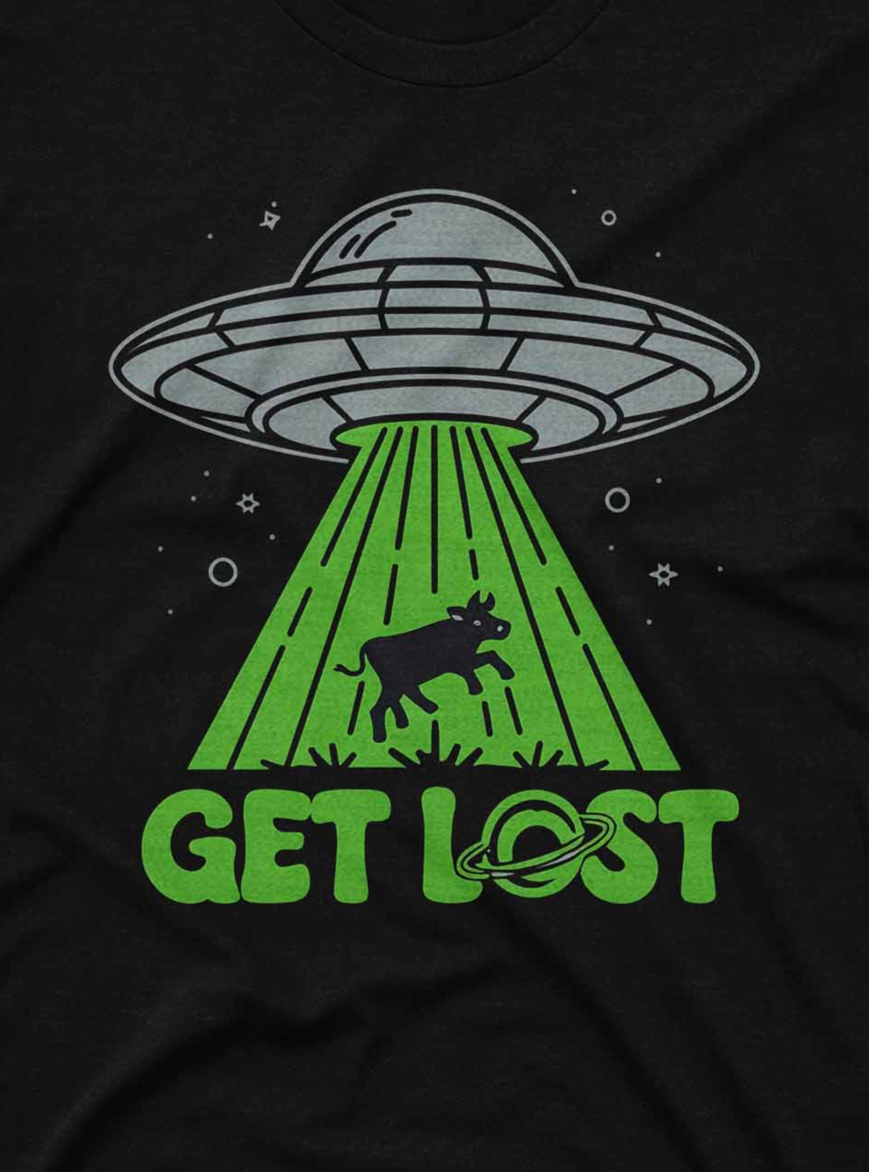 Funny alien abduction design perfect for sci-fi fans and those with a sense of humor.