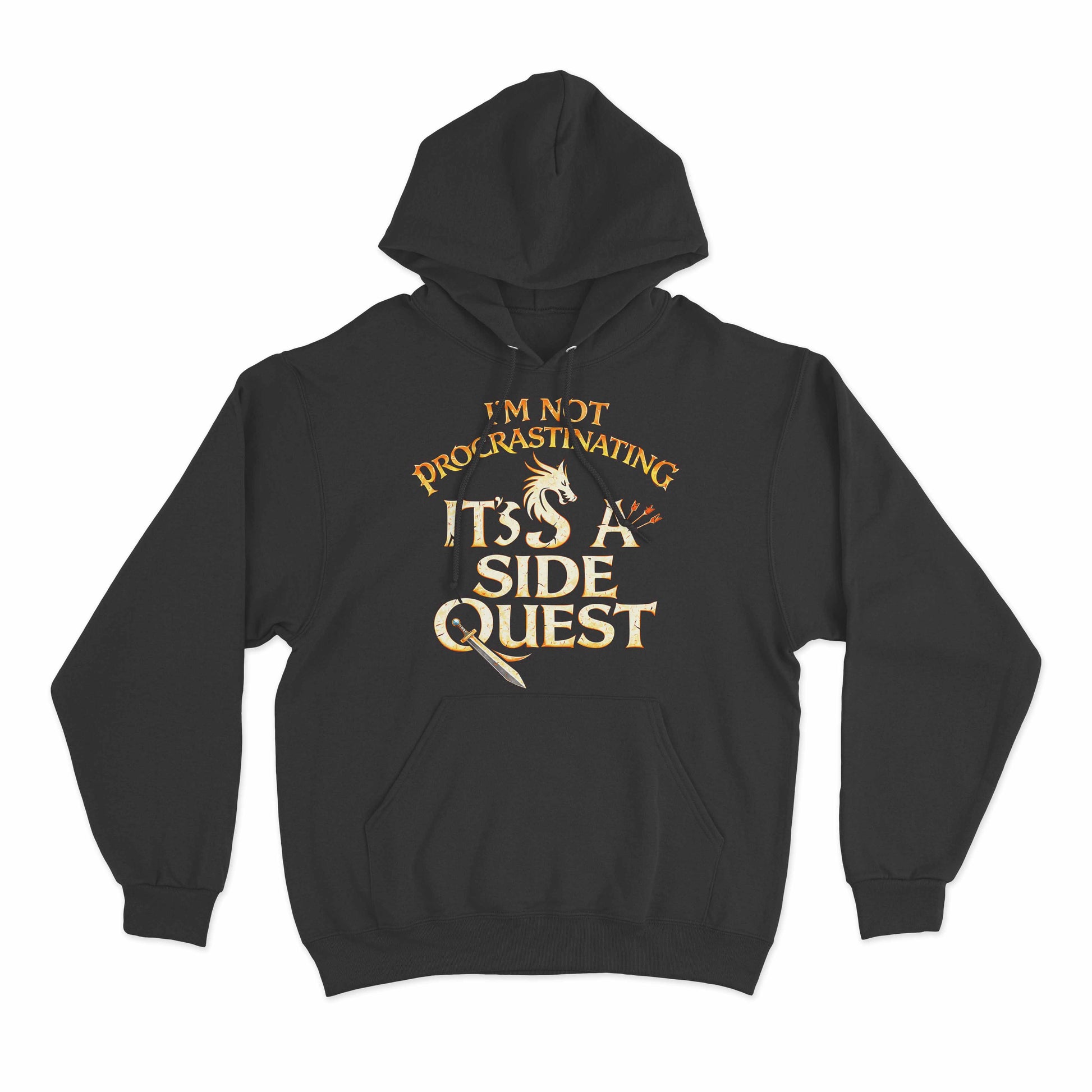 Funny side quest graphic hoodie with fantasy RPG inspired design