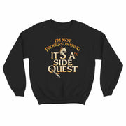 Funny side quest graphic sweater inspired by gaming and fantasy themes
