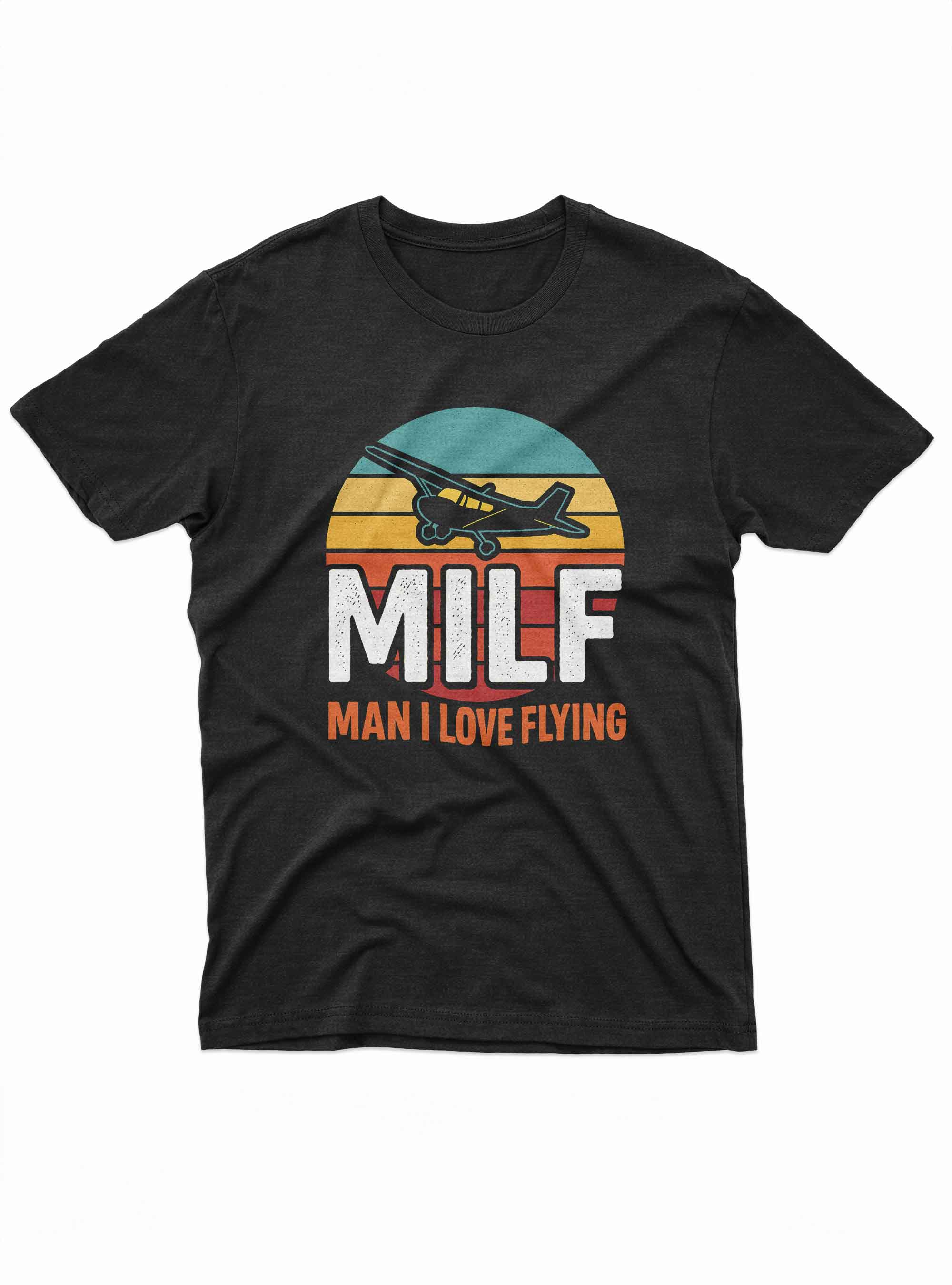 Funny aviation t shirt with MILF Man I Love Flying airplane graphic design