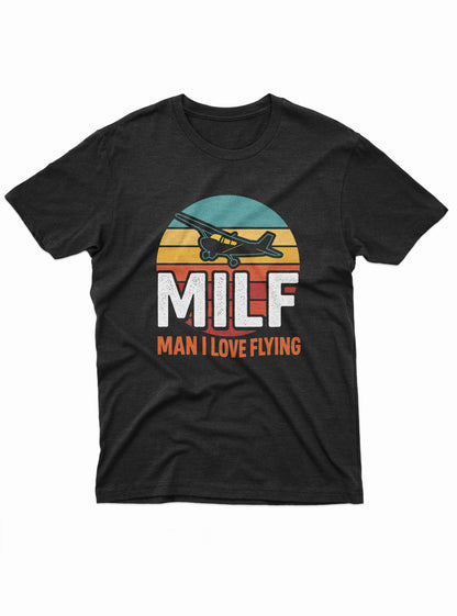 Funny aviation t shirt with MILF Man I Love Flying airplane graphic design