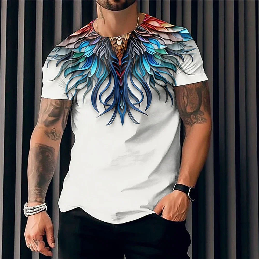 bold and artistic phoenix wing design on a black t-shirt, perfect for making a statement.