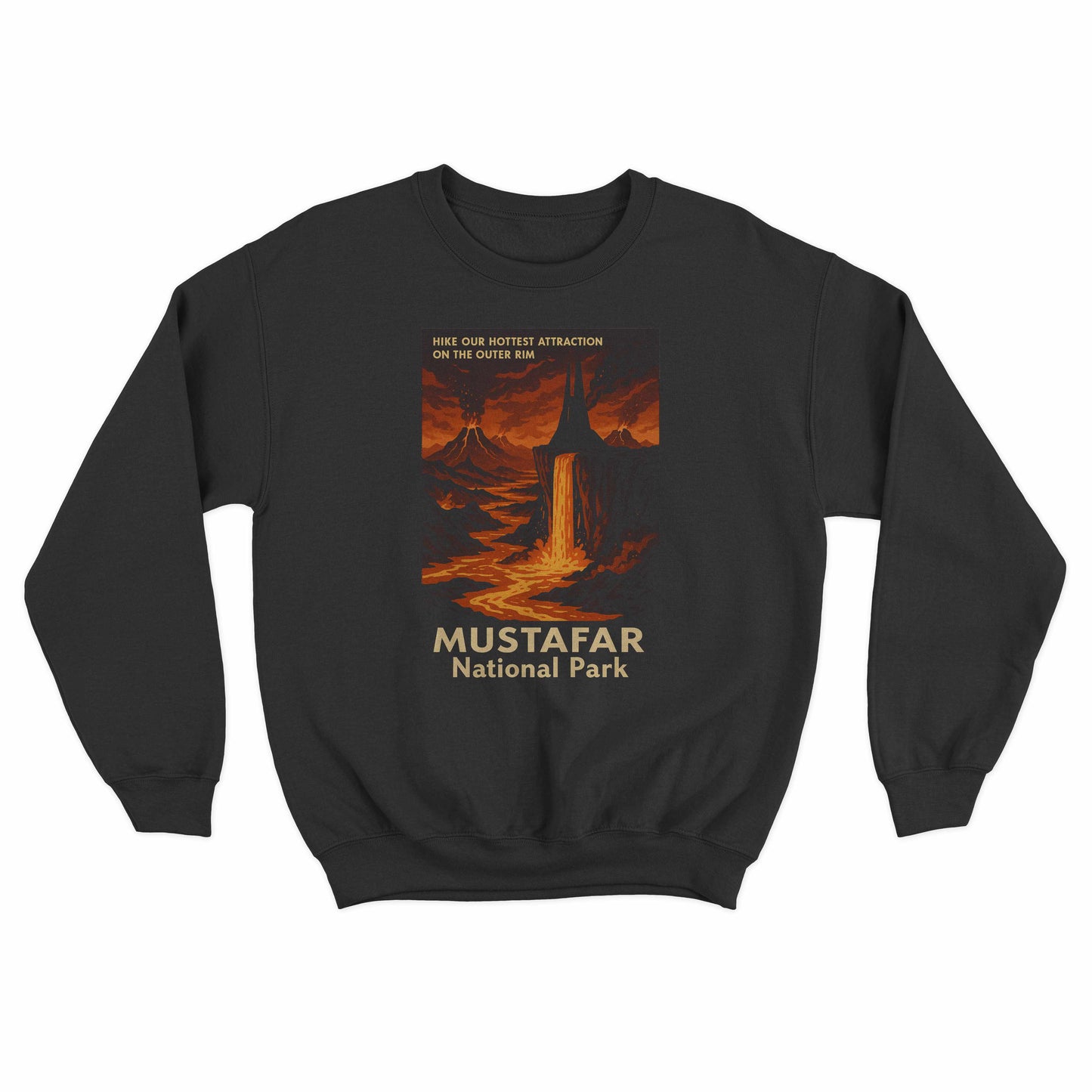vintage mustafar national park sweater with lava planet graphic design