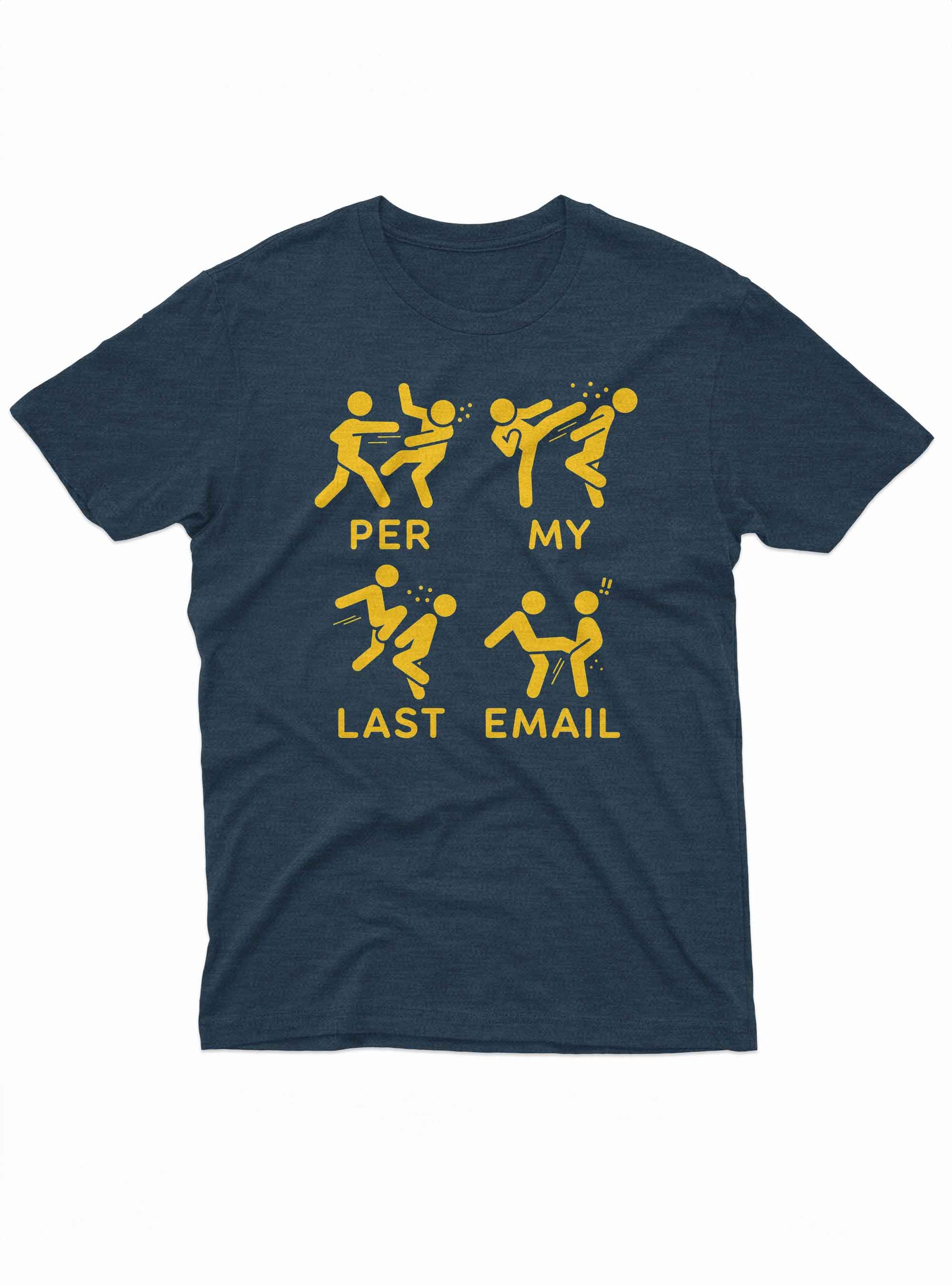 Four cartoon stick-figure pairs act out sarcastic office frustration using humorous combat gestures.