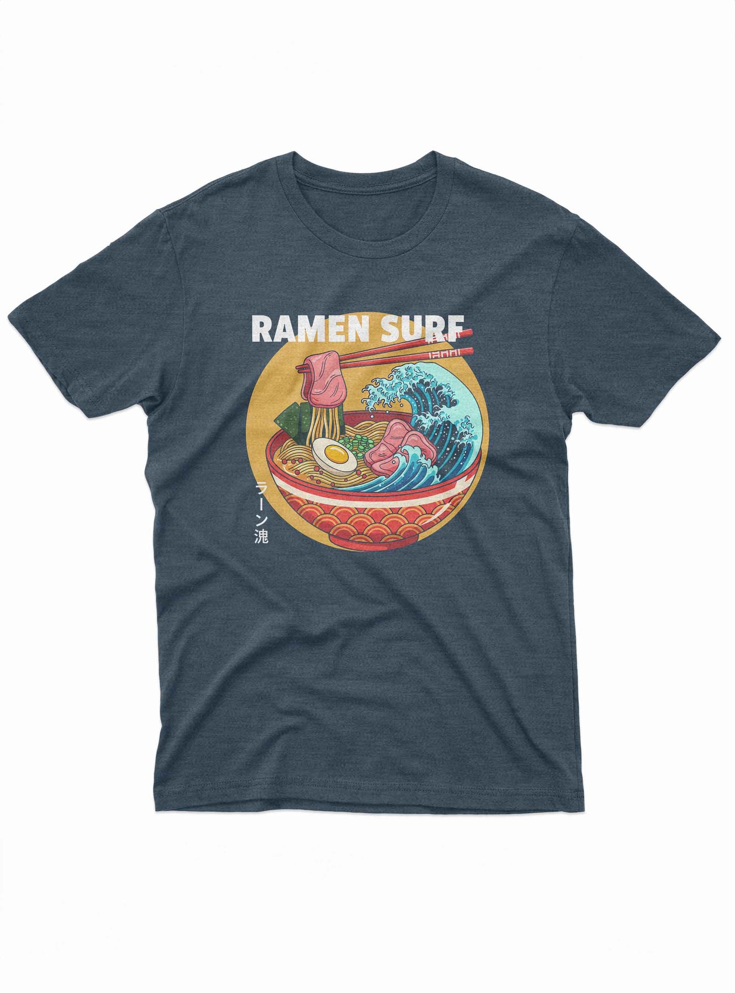 ramen surf t shirt with japanese wave graphic inside ramen bowl design