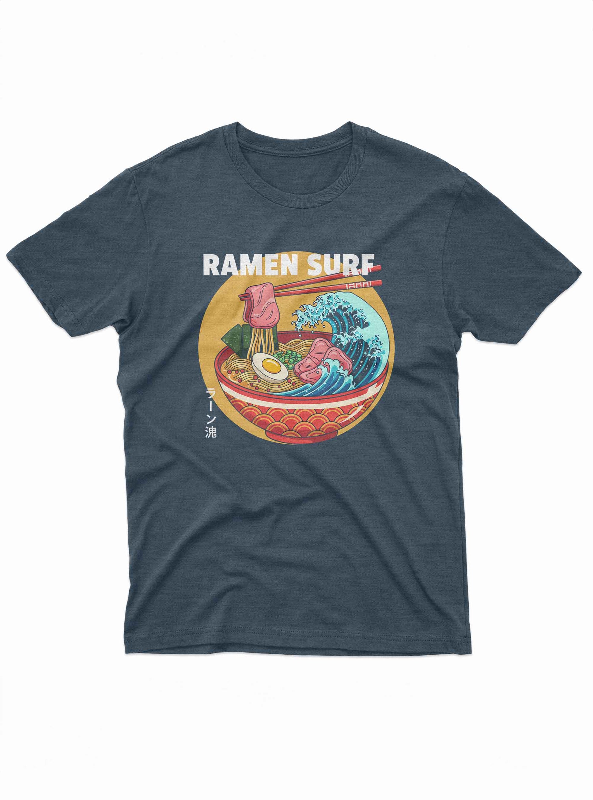 Ramen Surf T Shirt with Japanese wave graphic inside ramen bowl design