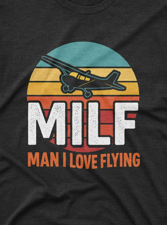 Custom retro style tee shirt featuring airplane silhouette and vintage sunset