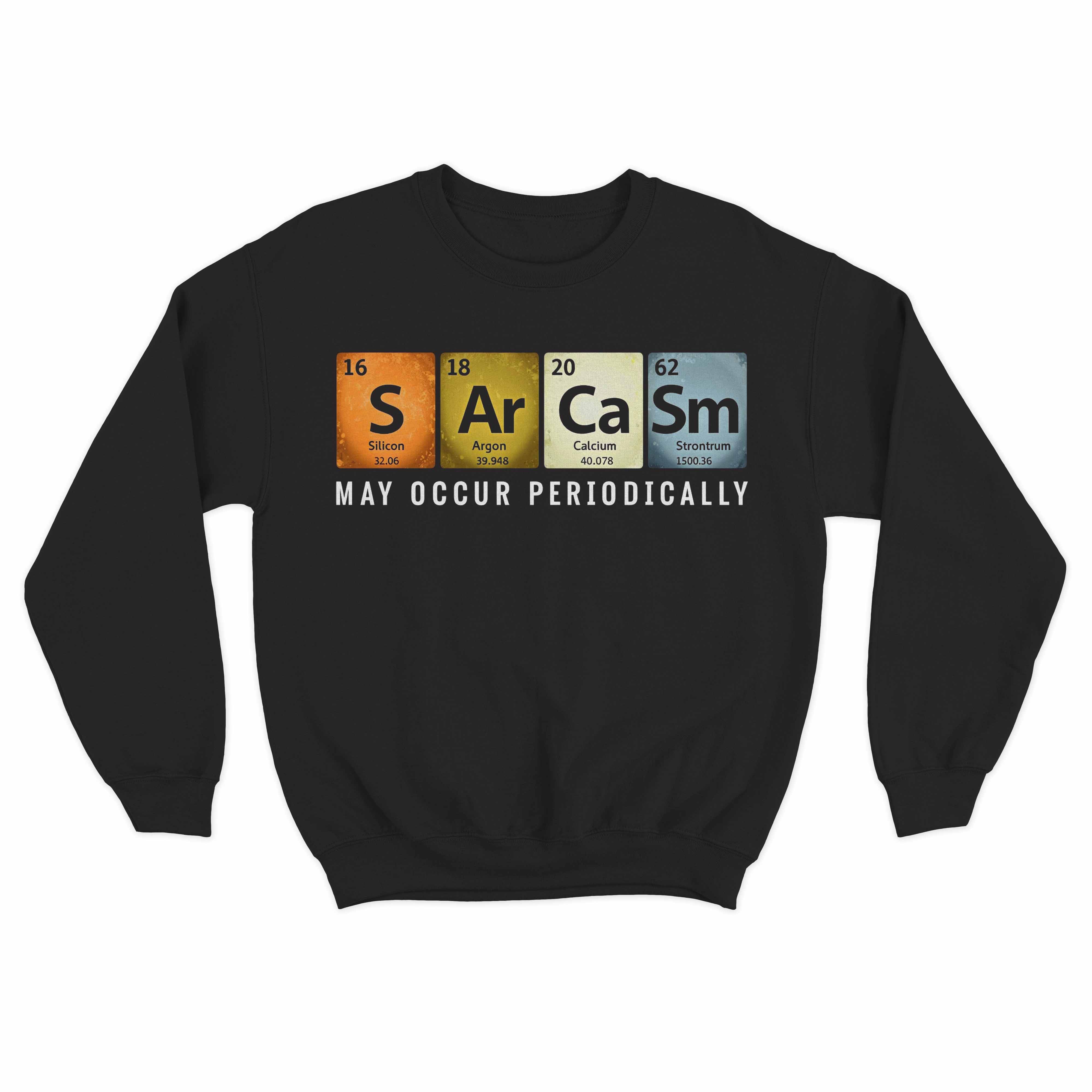 Funny nerd humor sweater featuring clever chemistry artwork