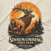 Men’s graphic tee featuring a vintage Sinnemahoning State Park elk illustration