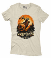 Women’s graphic tee with vintage elk art inspired by Sinnemahoning State Park