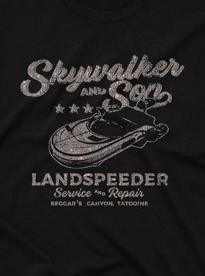 The artwork is rendered in a faded gray/white ink style that mimics old-school mechanic shop branding.