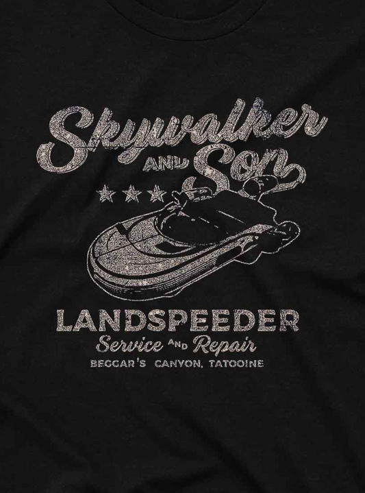 The artwork is rendered in a faded gray/white ink style that mimics old-school mechanic shop branding.