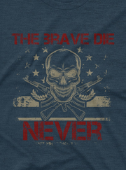 Patriotic T-shirt featuring a warrior-style skull and American-themed combat graphic