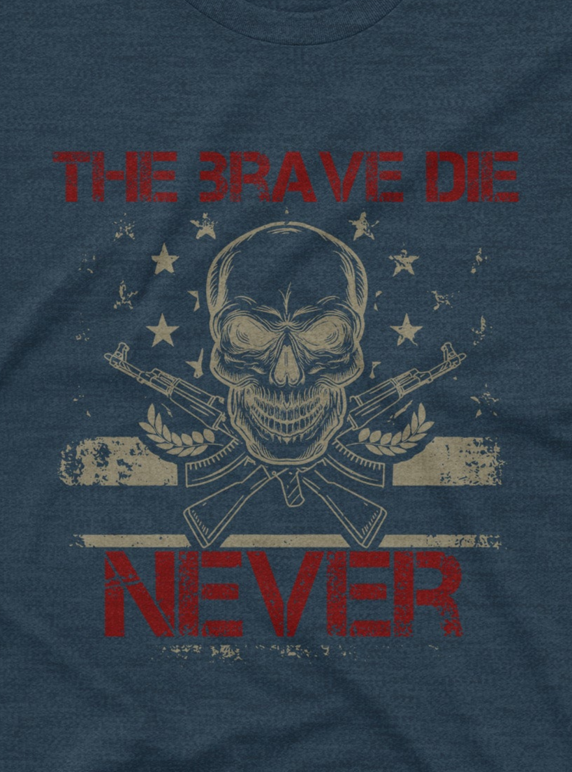 Patriotic T-shirt featuring a warrior-style skull and American-themed combat graphic