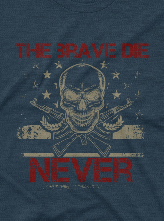 Patriotic T-shirt featuring a warrior-style skull and American-themed combat graphic