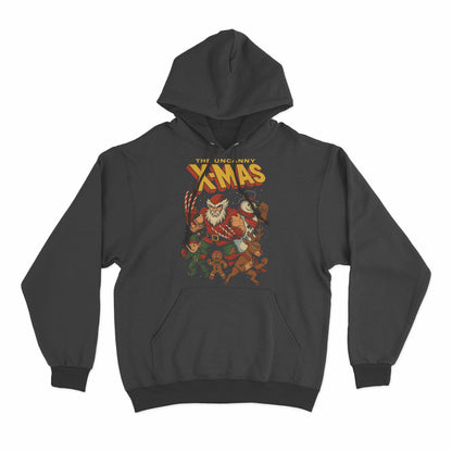 Funny Uncanny X-Mas Christmas hoodie with festive parody graphic