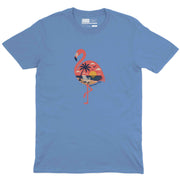 Womens custom tee shirt featuring flamingo sunset beach design soft fit graphic tee