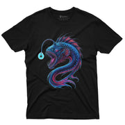 Abyssal Halo Men’s Crew Neck Tee in Black with original anglerfish graphic tee artwork