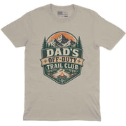 Dad's Off-Duty Trail Club Crew Neck Tee in Sand with Dad's Off-Duty Trail Club mountain hiking graphic print