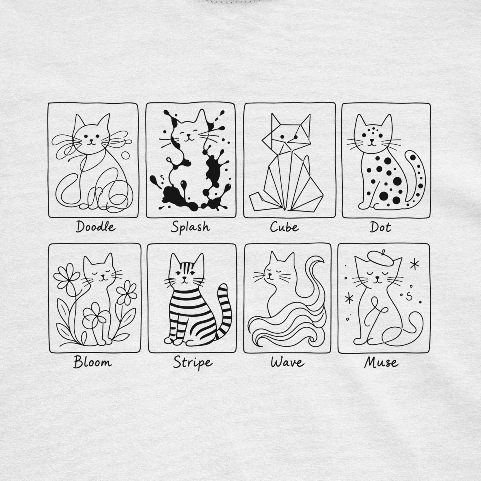 Cat Art Styles Women’s Short Sleeve Tee