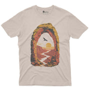 Desert Arch Canyon Men’s Crew Neck Tee in Sand with original canyon graphic tee artwork