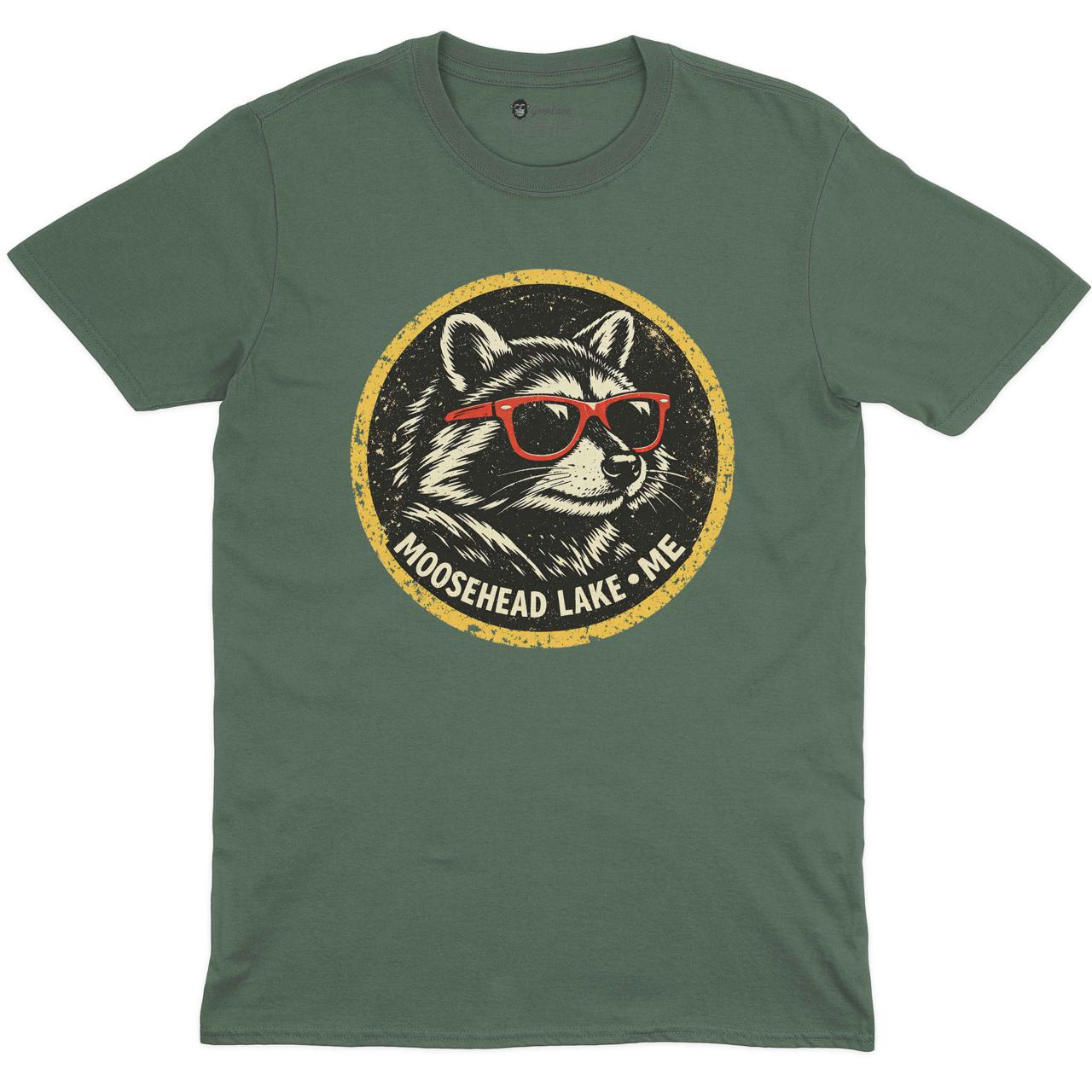 Moosehead Lake Crew Neck Tee in MILITARY GREEN with original GeekCove graphic print
