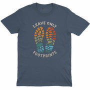 Leave Only Footprints Crew Neck Tee in INDIGO BLUE with original GeekCove graphic print