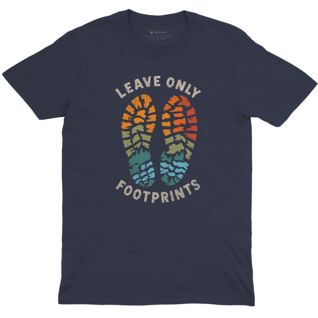 Leave Only Footprints Crew Neck Tee in NAVY with original GeekCove graphic print