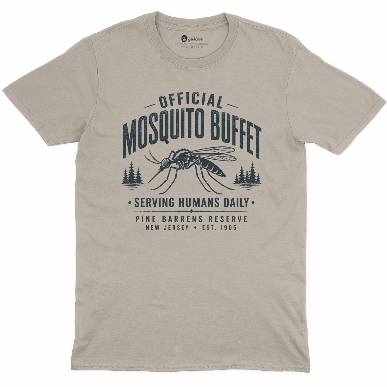 Mosquito Buffet Crew Neck Tee in Sand with original GeekCove graphic print