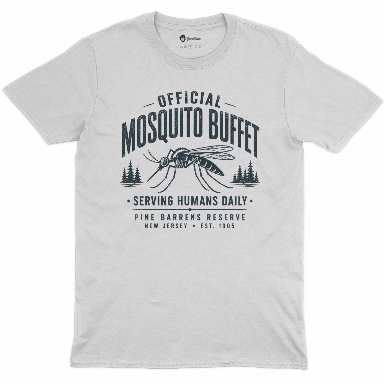 Mosquito Buffet Crew Neck Tee in WHITE with original GeekCove graphic print