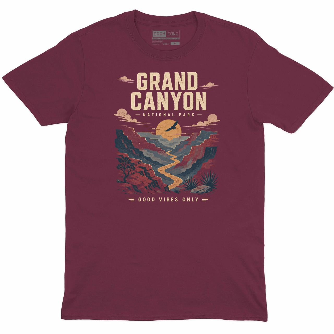 Grand Canyon National Park Crew Neck Tee in Maroon with enlarged Grand Canyon National Park artwork