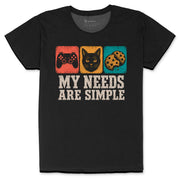 My Needs Are Simple Women’s Crew Neck Tee in BLACK with GeekCove graphic print product mockup