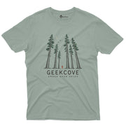Under Open Skies Forest Men’s Crew Neck Tee in Sage with original forest graphic tee artwork
